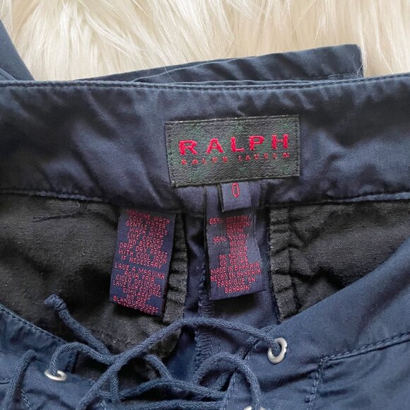 VTG Ralph Lauren Blue Lace-up Front Sailor Y2K Coyote Ugly Bell Bottom Pants - Picture 5 of 5